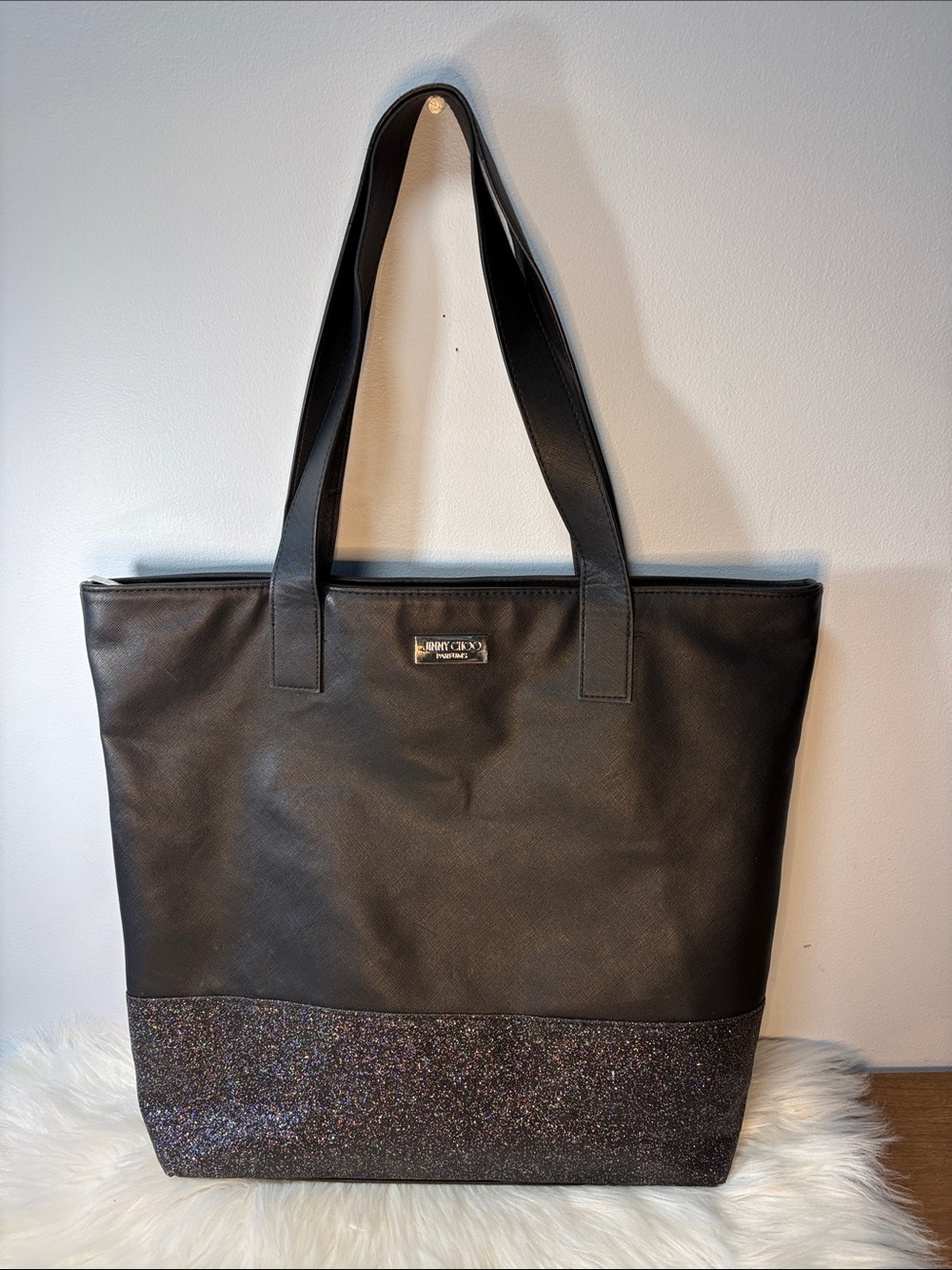 Jimmy Choo Parfums Black Glitter Large Weekender Tote Bag